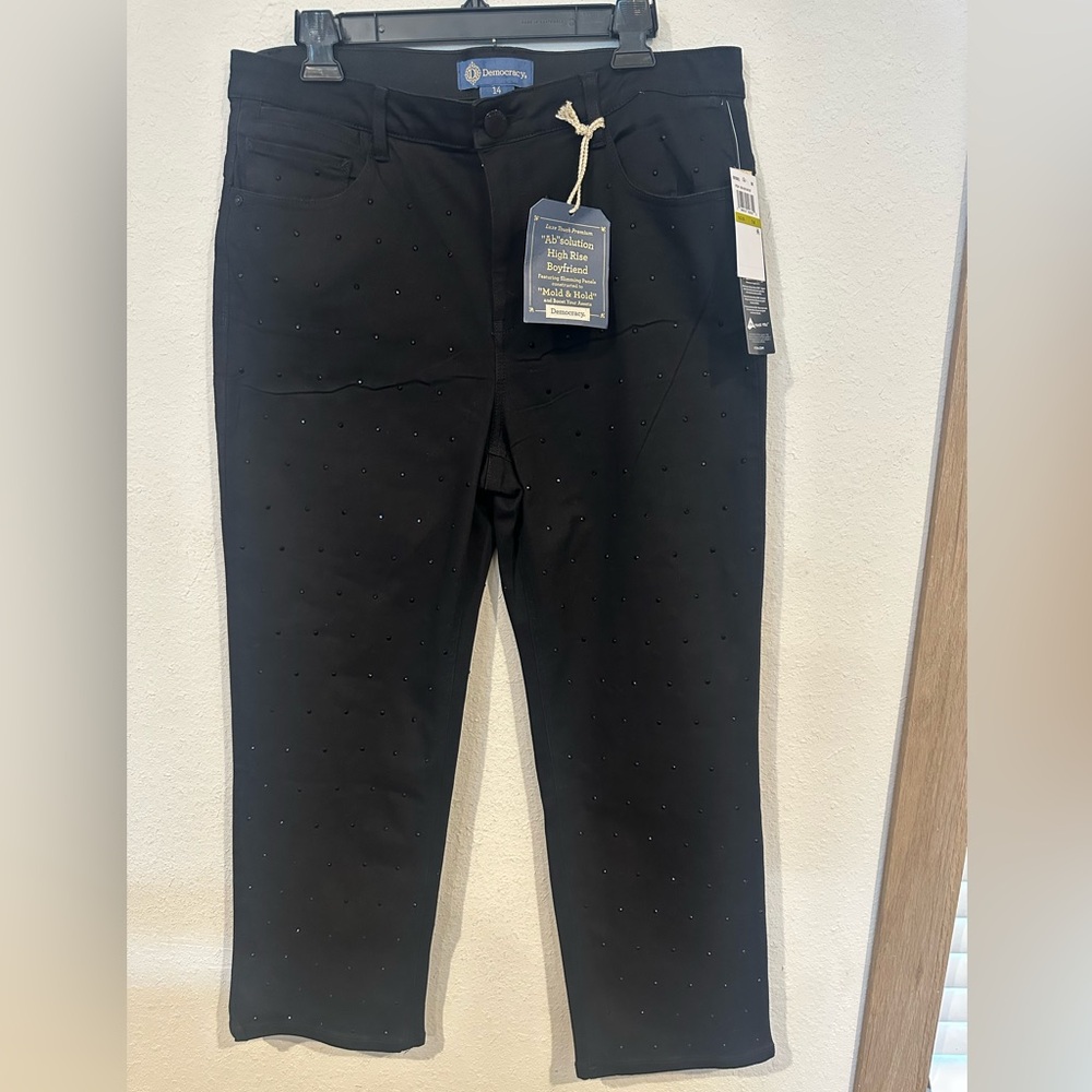 Democracy Black Studded High-Rise Boyfriend Jeans